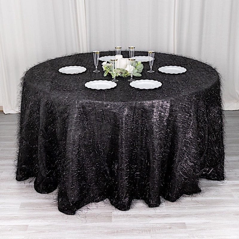 120" Polyester Rectangular Tablecloth with Metallic Tinsel