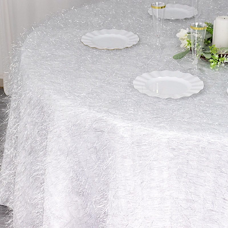 120" Polyester Rectangular Tablecloth with Metallic Tinsel