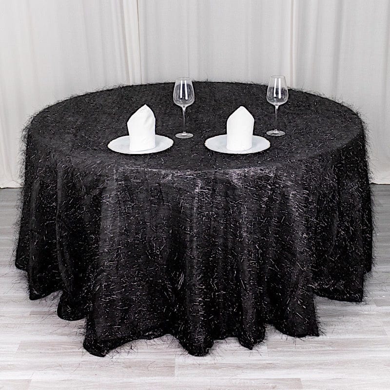120" Polyester Rectangular Tablecloth with Metallic Tinsel