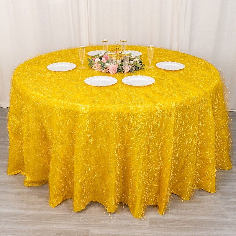 120" Polyester Rectangular Tablecloth with Metallic Tinsel