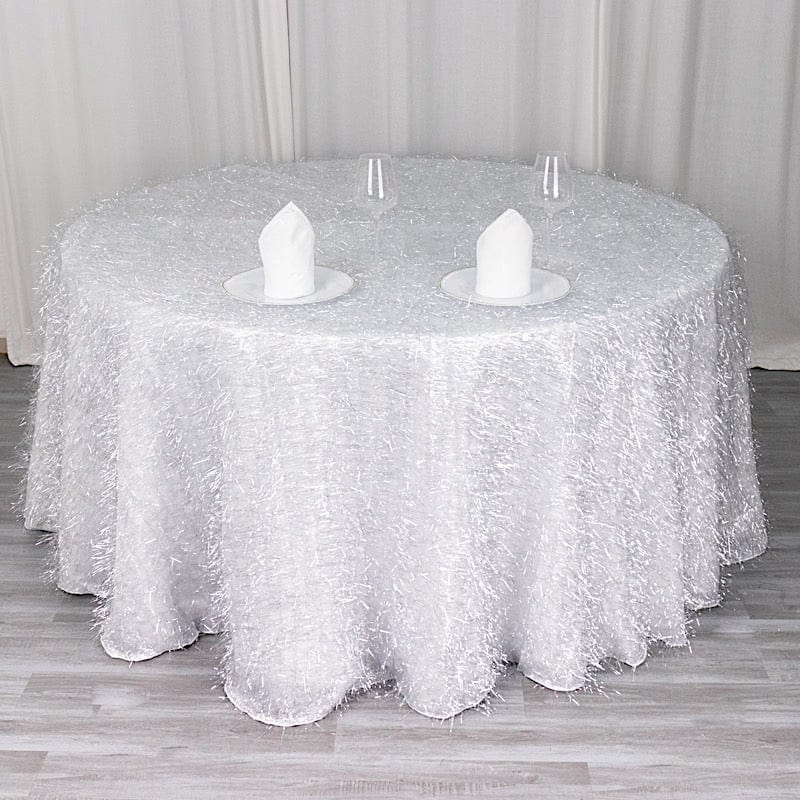 120" Polyester Rectangular Tablecloth with Metallic Tinsel