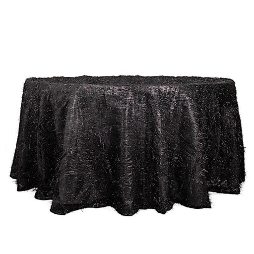 120" Polyester Rectangular Tablecloth with Metallic Tinsel TAB_STR01_120_BLK