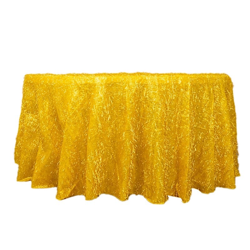 120" Polyester Rectangular Tablecloth with Metallic Tinsel TAB_STR01_120_GOLD