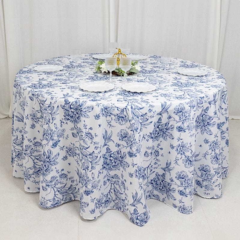 120" Polyester Round Tablecloth for Weddings and Events - French Toile Pattern (Copy)