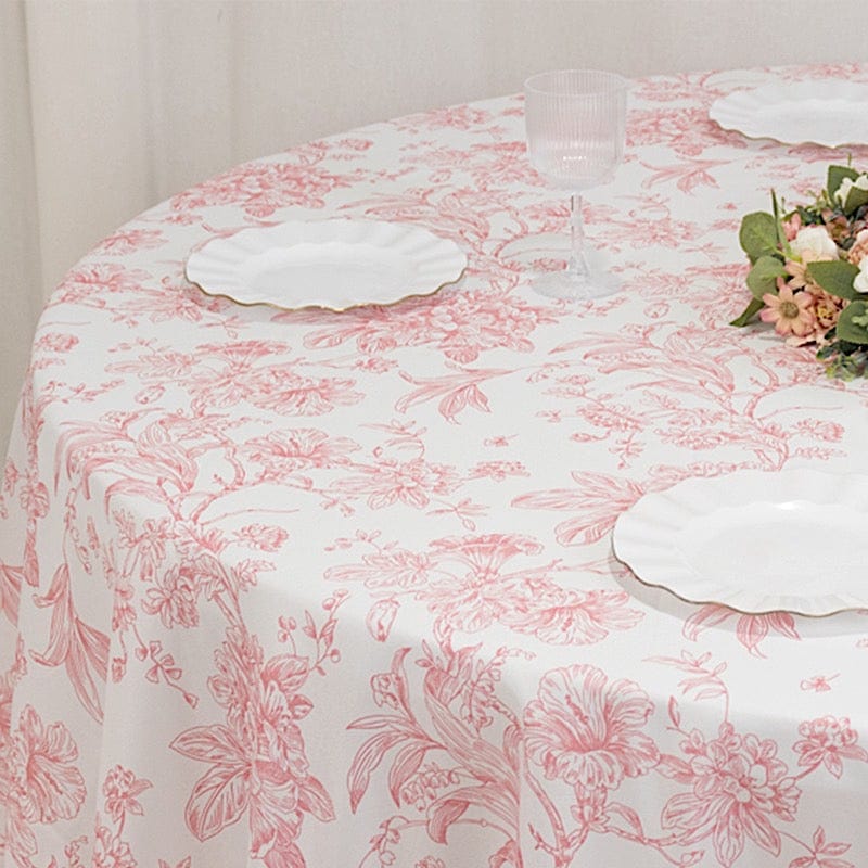 120" Polyester Round Tablecloth for Weddings and Events - French Toile Pattern (Copy)