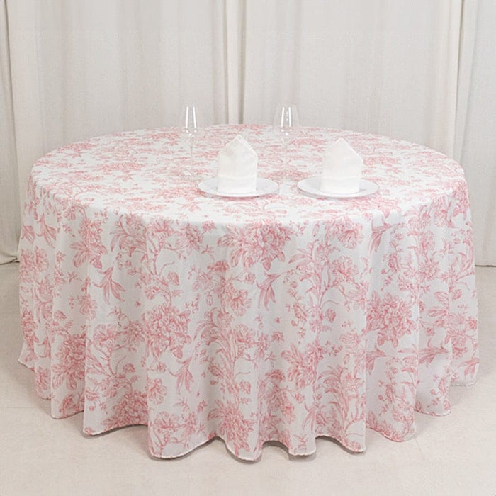 120" Polyester Round Tablecloth for Weddings and Events - French Toile Pattern (Copy)