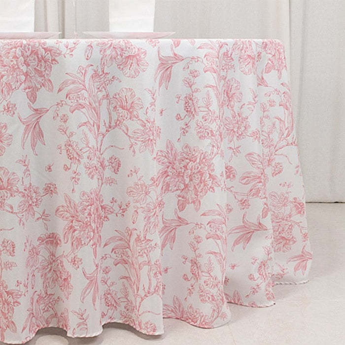 120" Polyester Round Tablecloth for Weddings and Events - French Toile Pattern (Copy)
