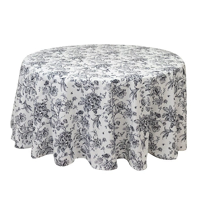 120" Polyester Round Tablecloth for Weddings and Events - French Toile Pattern (Copy) TAB_PLY_FLORFT_120_BLK