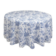 120" Polyester Round Tablecloth for Weddings and Events - French Toile Pattern (Copy) TAB_PLY_FLORFT_120_BLUE