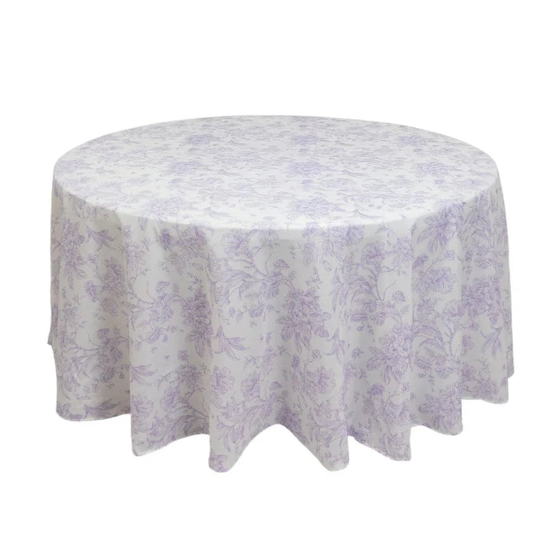 120" Polyester Round Tablecloth for Weddings and Events - French Toile Pattern (Copy) TAB_PLY_FLORFT_120_LAV