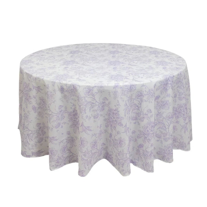 120" Polyester Round Tablecloth for Weddings and Events - French Toile Pattern (Copy) TAB_PLY_FLORFT_120_LAV