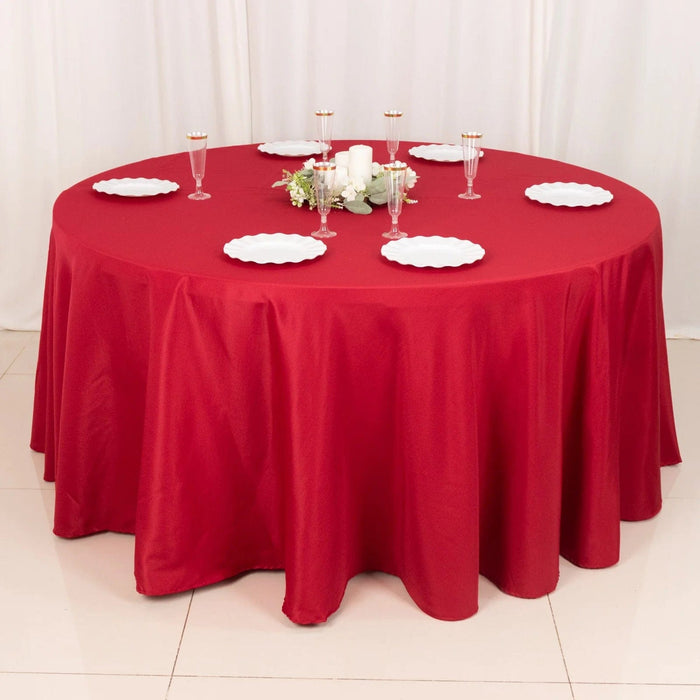 120" Polyester Round Tablecloth Wedding Party Table Linens TAB_120_WINE_POLY