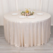 120" Polyester Round Tablecloth with Sequin Dots