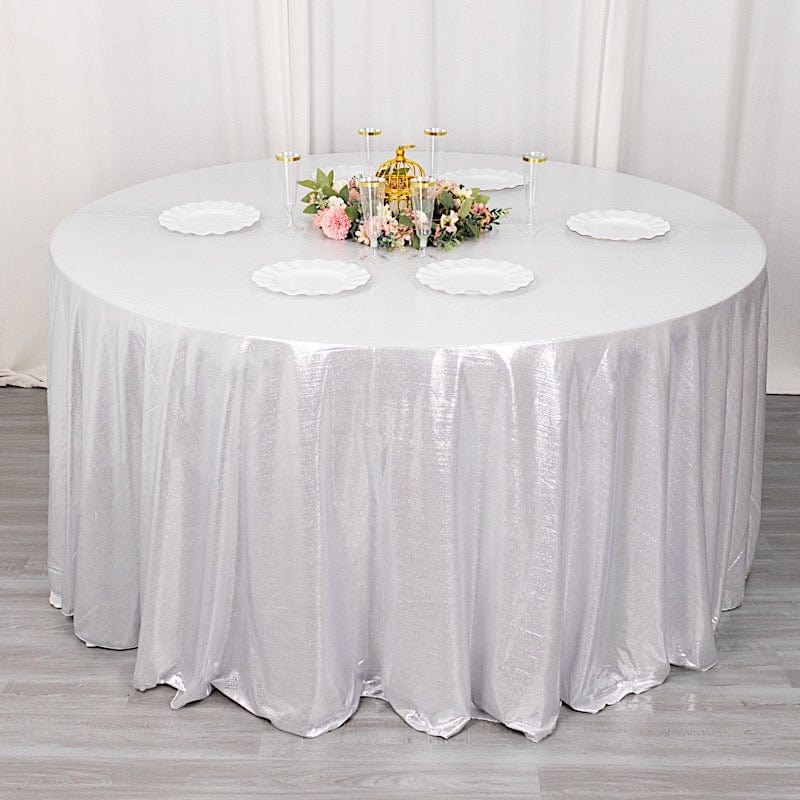 120" Polyester Round Tablecloth with Sequin Dots