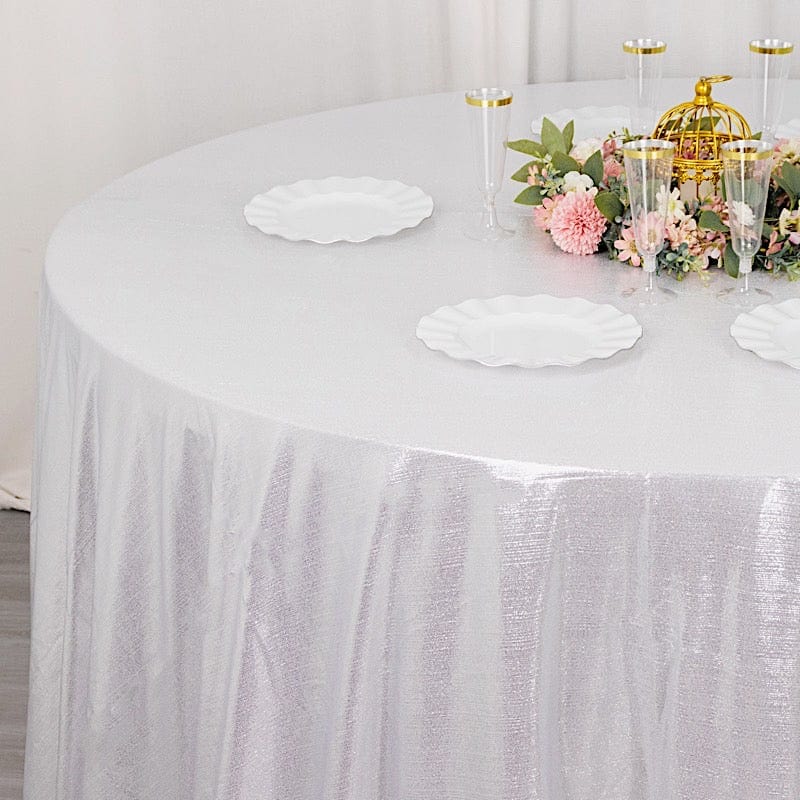 120" Polyester Round Tablecloth with Sequin Dots