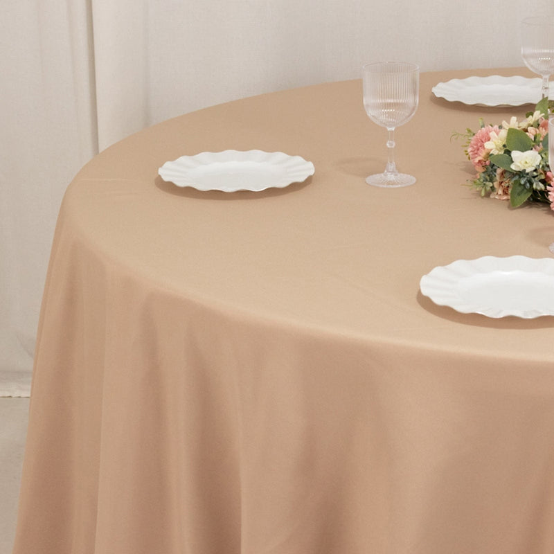 120" Premium Polyester Round Tablecloth Wedding Table Linens