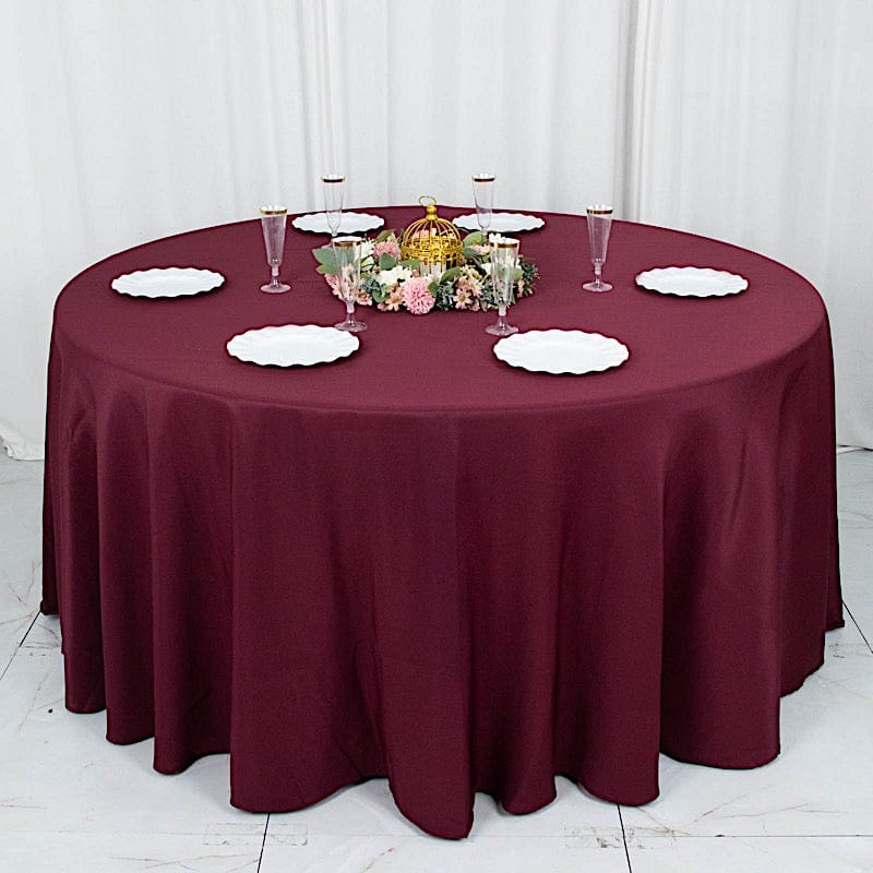 120" Premium Polyester Round Tablecloth Wedding Table Linens