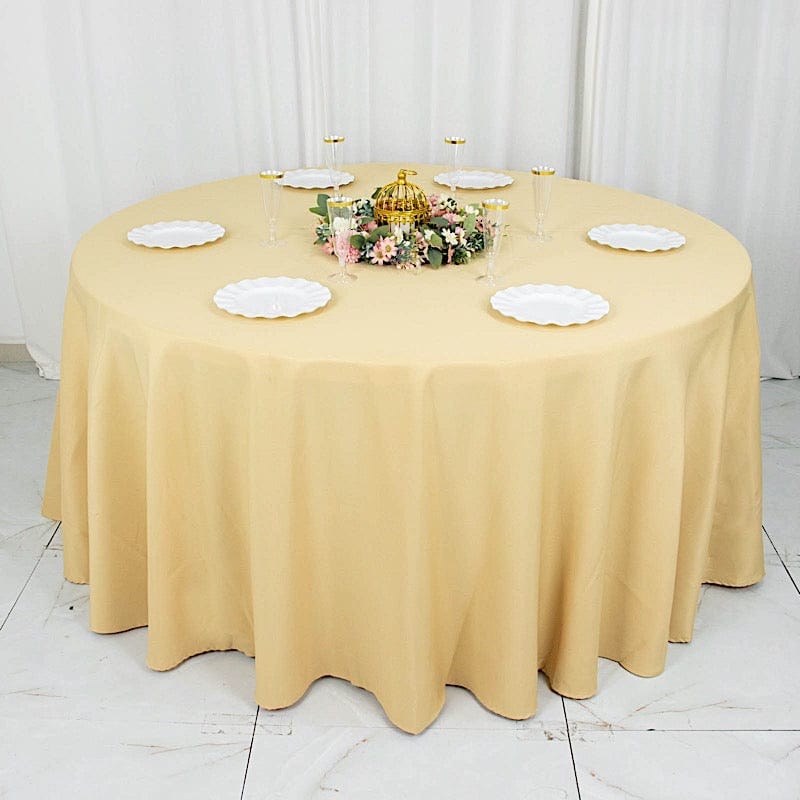 120" Premium Polyester Round Tablecloth Wedding Table Linens