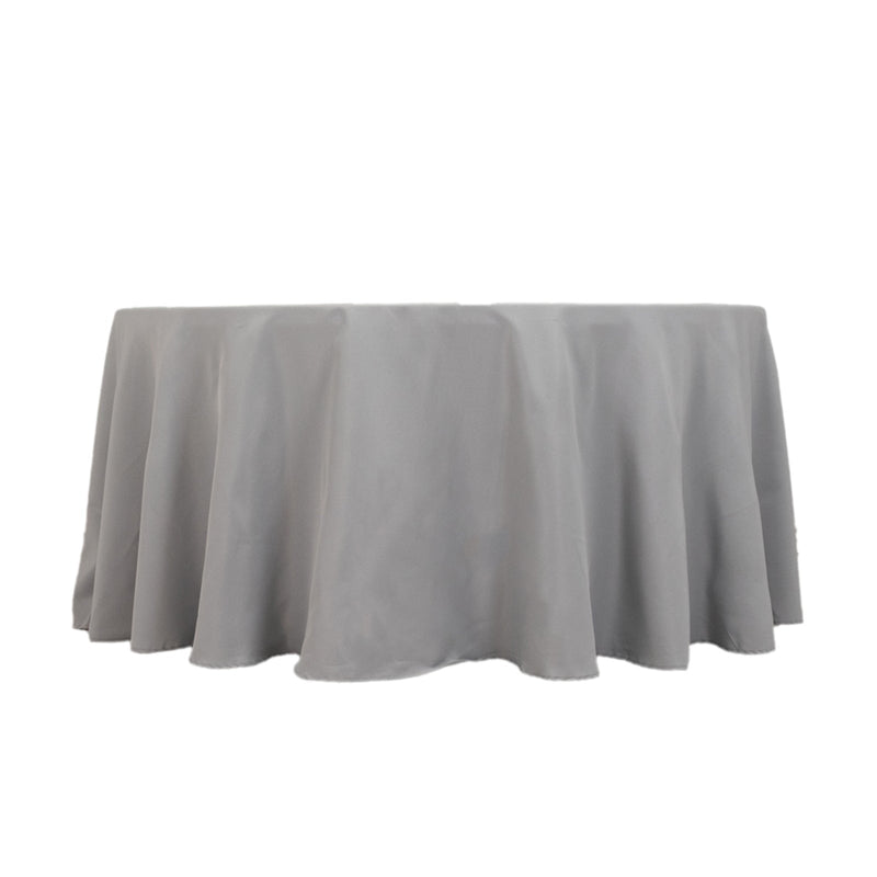 120" Premium Polyester Round Tablecloth Wedding Table Linens TAB_120_SILV_PRM
