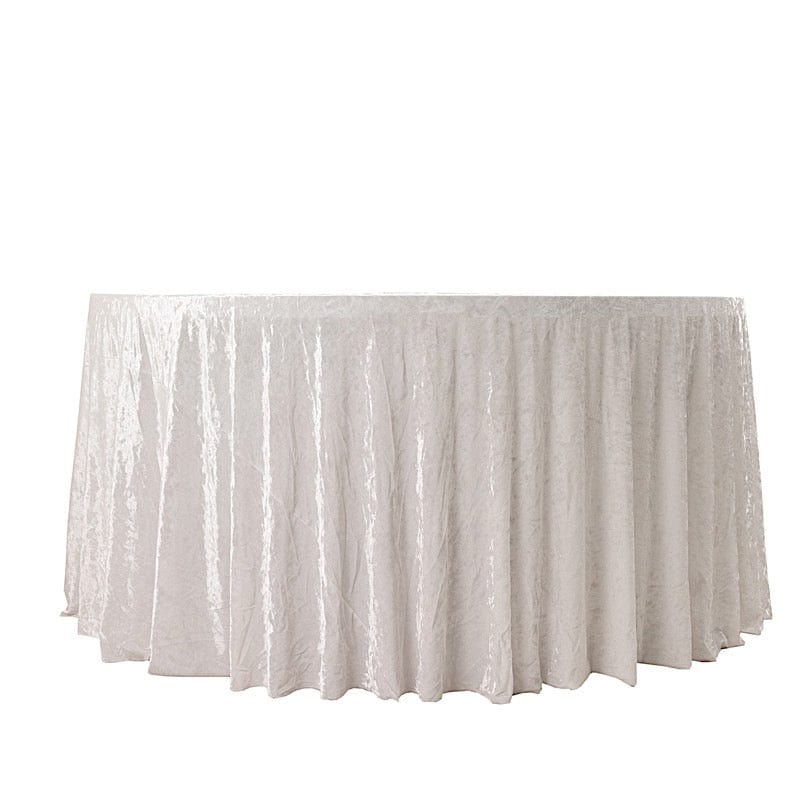 120" Round Premium Velvet Tablecloth TAB_VEL01_120_WHT