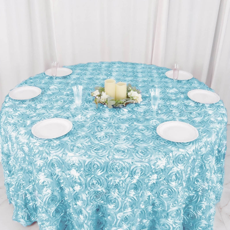 120" Round Satin Ribbon Roses Tablecloth