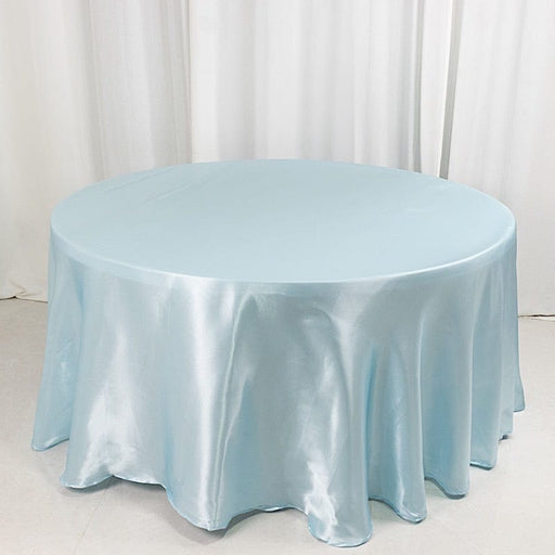 120" Satin Round Tablecloth Wedding Party Table Linens TAB_STN120_BLUE