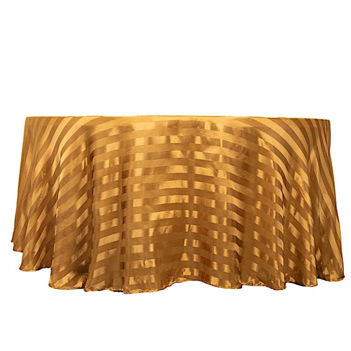 120" Satin Stripe Seamless Round Tablecloth TAB_STN02_120_GOLD