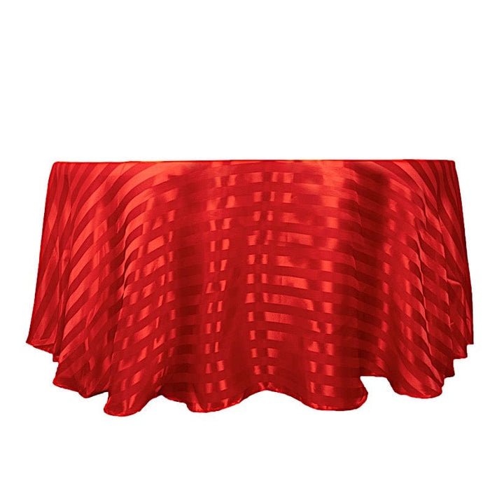 120" Satin Stripe Seamless Round Tablecloth TAB_STN02_120_RED