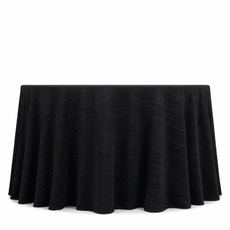 120" Scuba Polyester Accordion Pleated Round Tablecloth TAB_SCUBA_120_PLT_BLK