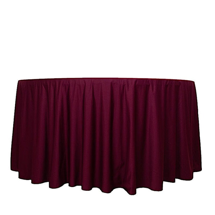 120" Scuba Polyester Round Tablecloth Wedding Table Linens TAB_SCUBA_120_BURG