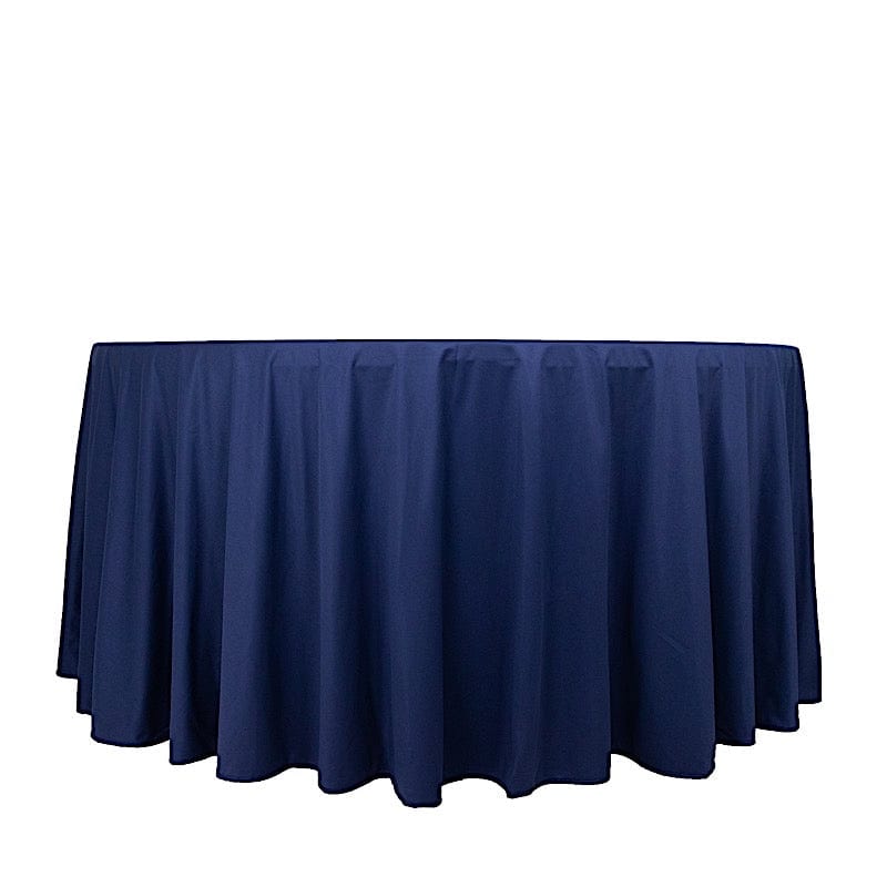120" Scuba Polyester Round Tablecloth Wedding Table Linens TAB_SCUBA_120_NAVY