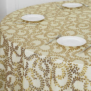 120" Sequin Leaf Embroidered Seamless Tulle Round Tablecloth