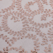 120" Sequin Leaf Embroidered Seamless Tulle Round Tablecloth