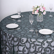 120" Sheer Tulle Round Tablecloth with Embroidered Sequins