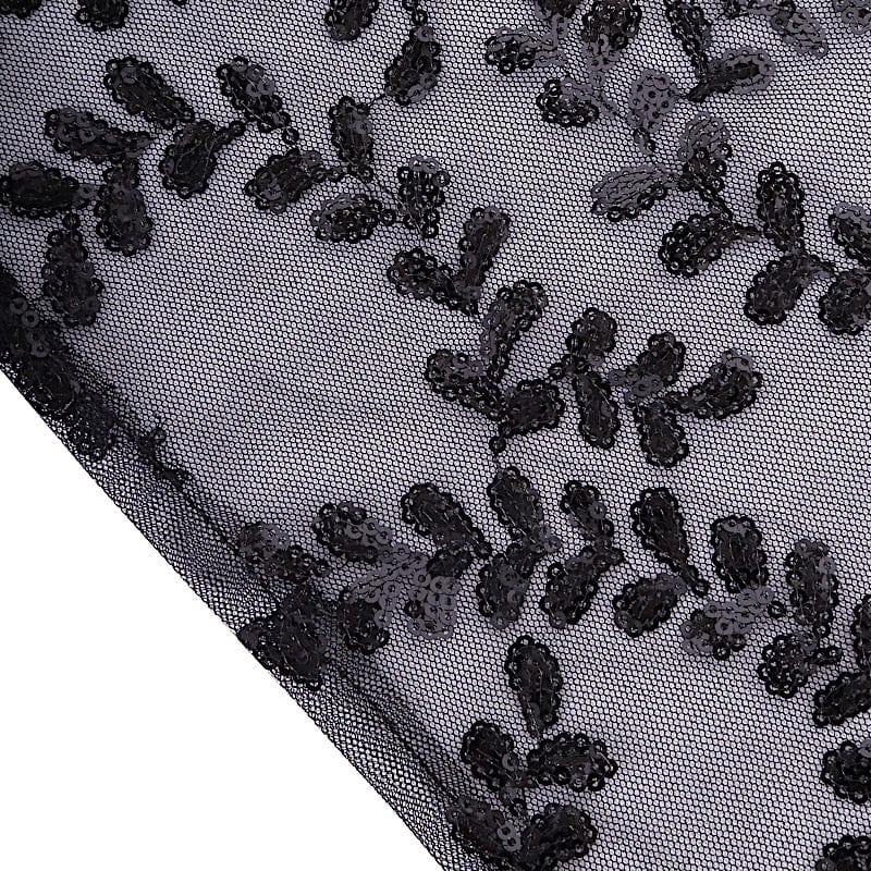 120" Sheer Tulle Round Tablecloth with Embroidered Sequins