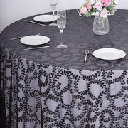 120" Sheer Tulle Round Tablecloth with Embroidered Sequins