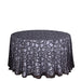 120" Sheer Tulle Round Tablecloth with Embroidered Sequins TAB_02_FLOR_120_BLK