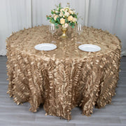 120" Taffeta Round Tablecloth with Leaf Petals Design