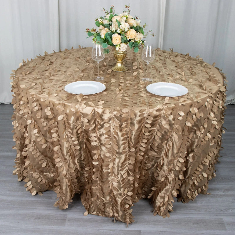 120" Taffeta Round Tablecloth with Leaf Petals Design