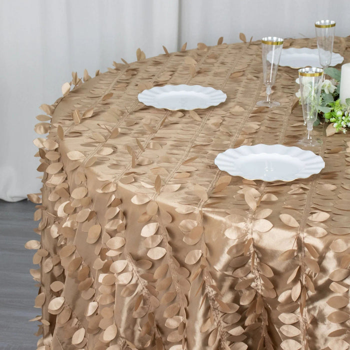 120" Taffeta Round Tablecloth with Leaf Petals Design