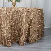 120" Taffeta Round Tablecloth with Leaf Petals Design