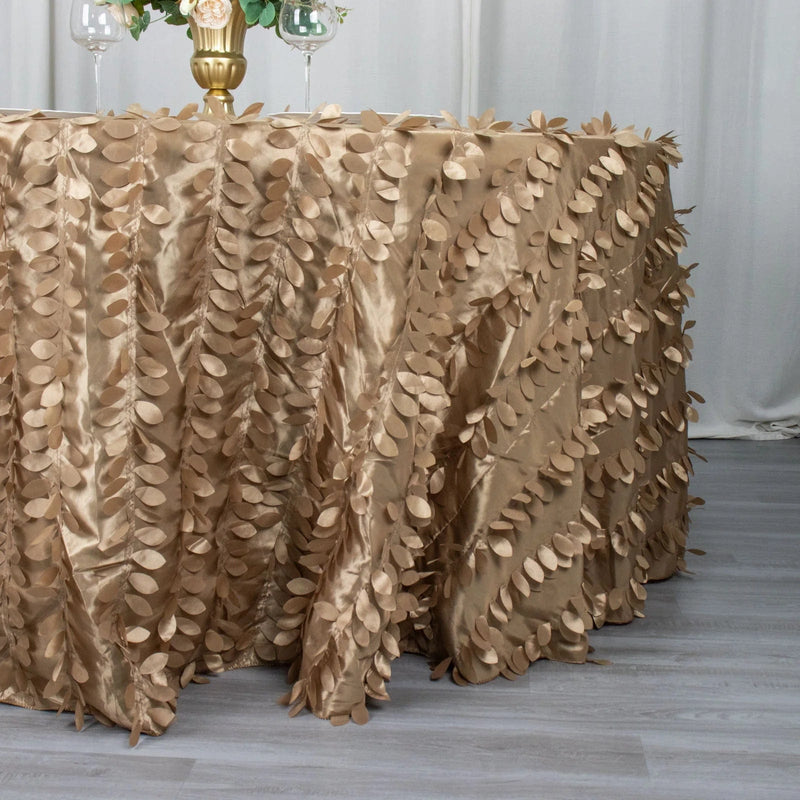 120" Taffeta Round Tablecloth with Leaf Petals Design