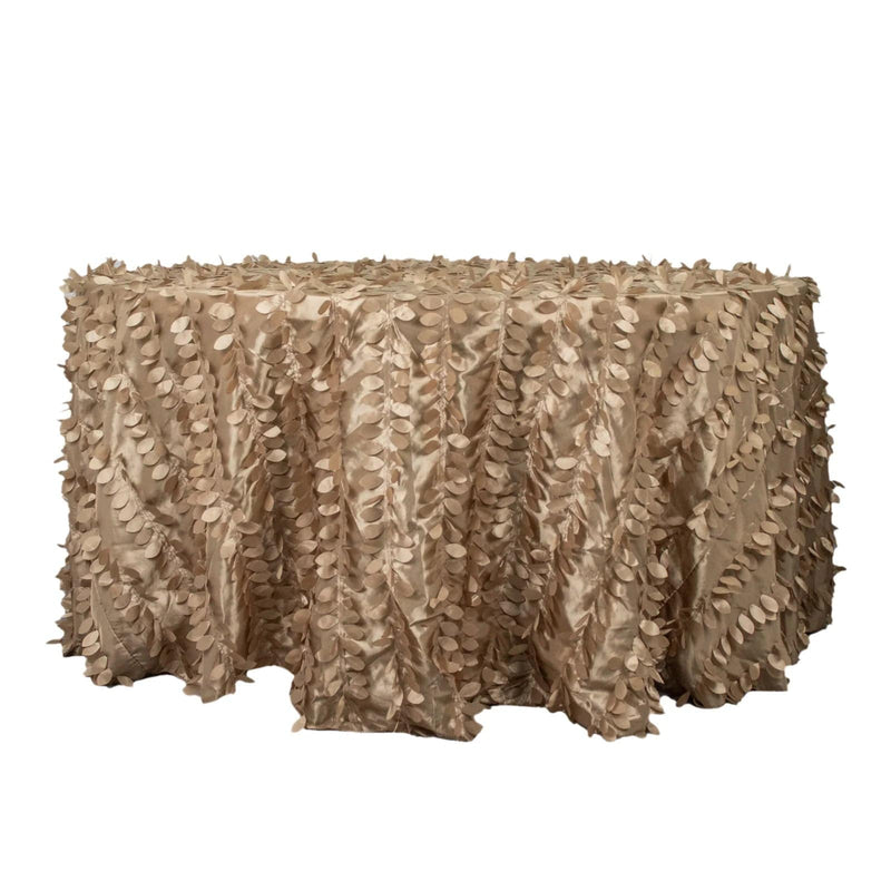 120" Taffeta Round Tablecloth with Leaf Petals Design TAB_LEAF_120_TAUP