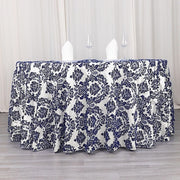 120" Velvet Damask Flocking Taffeta Round Tablecloth