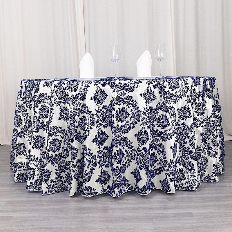 120" Velvet Damask Flocking Taffeta Round Tablecloth