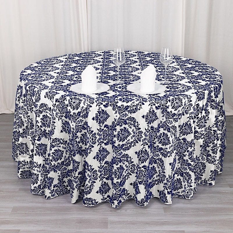 120" Velvet Damask Flocking Taffeta Round Tablecloth