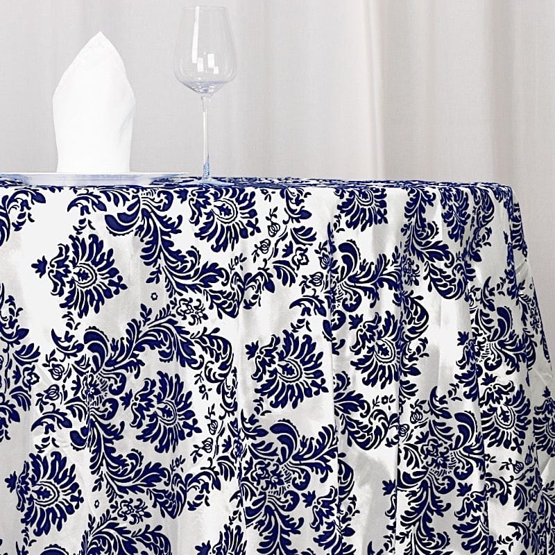 120" Velvet Damask Flocking Taffeta Round Tablecloth
