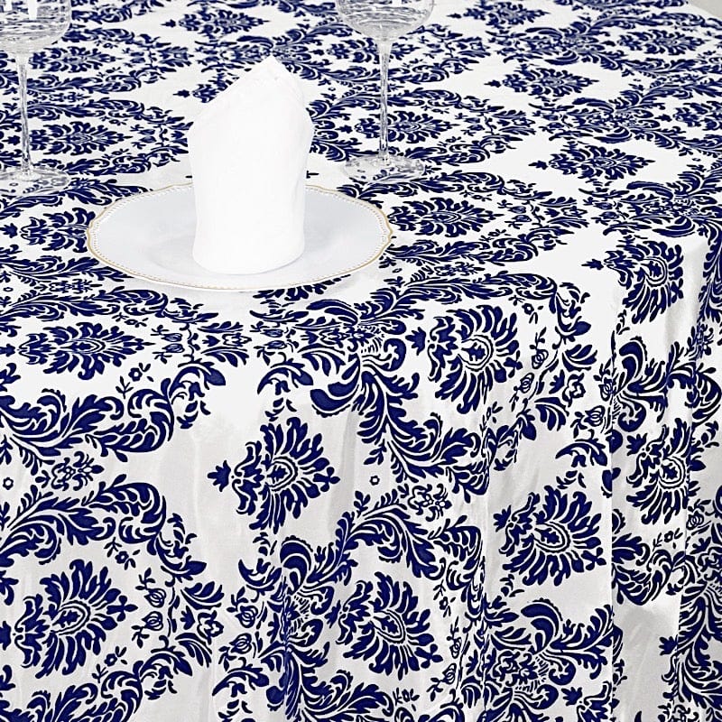 120" Velvet Damask Flocking Taffeta Round Tablecloth