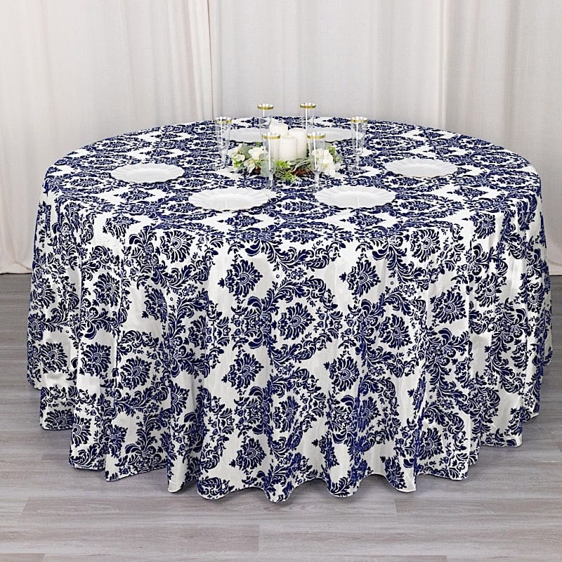 120" Velvet Damask Flocking Taffeta Round Tablecloth