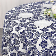 120" Velvet Damask Flocking Taffeta Round Tablecloth